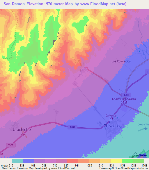 San Ramon,Venezuela Elevation Map