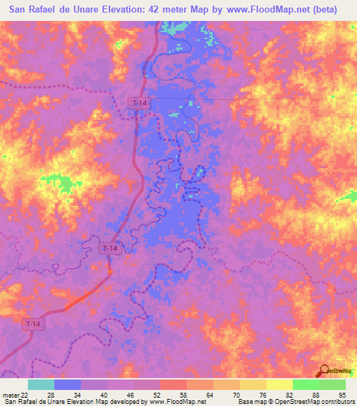 San Rafael de Unare,Venezuela Elevation Map