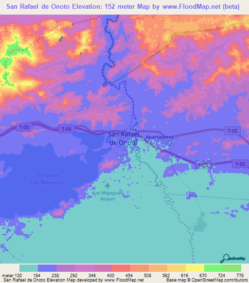 San Rafael de Onoto,Venezuela Elevation Map