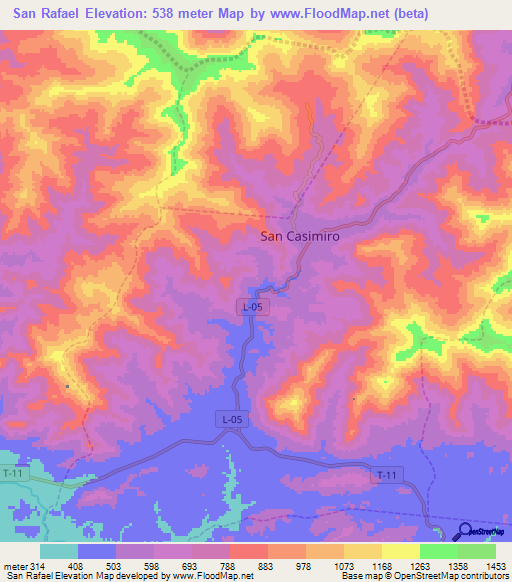 San Rafael,Venezuela Elevation Map