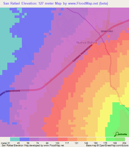 San Rafael,Venezuela Elevation Map