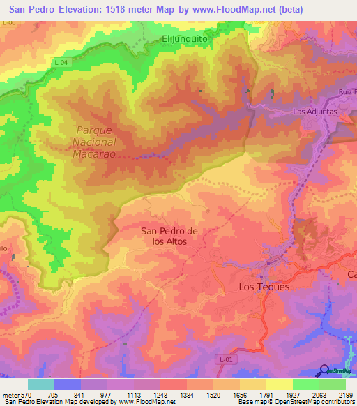 San Pedro,Venezuela Elevation Map