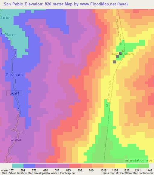 San Pablo,Venezuela Elevation Map