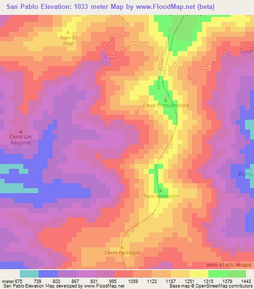 San Pablo,Venezuela Elevation Map