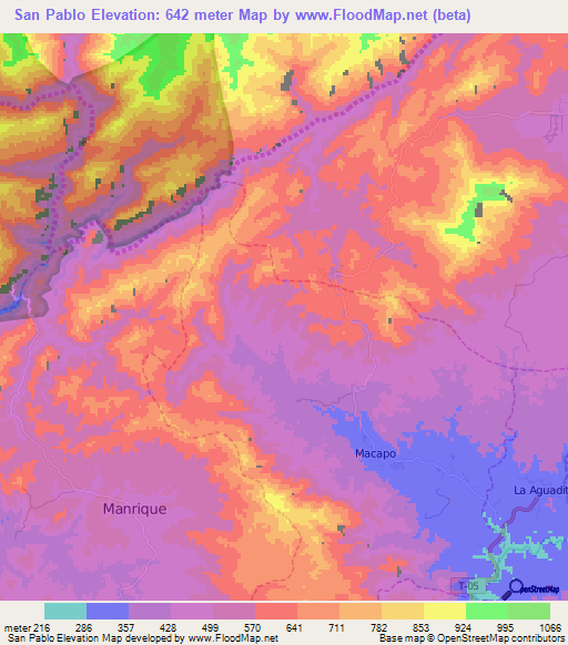 San Pablo,Venezuela Elevation Map