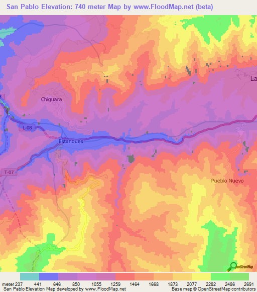 San Pablo,Venezuela Elevation Map