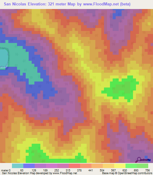 San Nicolas,Venezuela Elevation Map