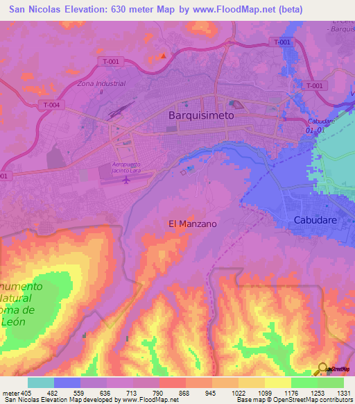 San Nicolas,Venezuela Elevation Map