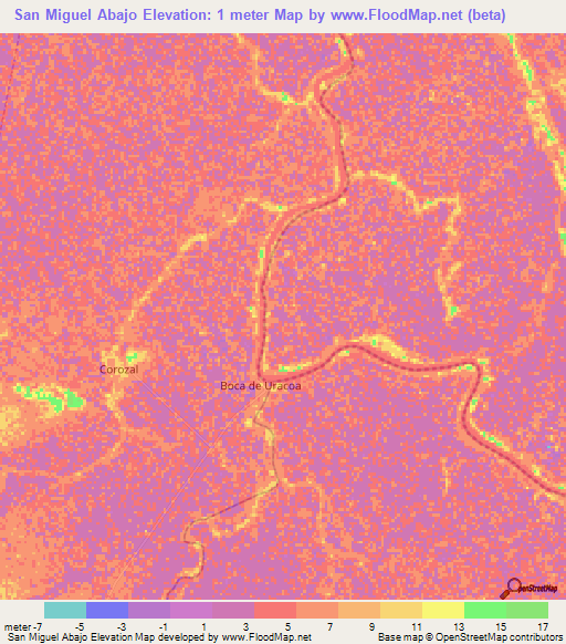 San Miguel Abajo,Venezuela Elevation Map