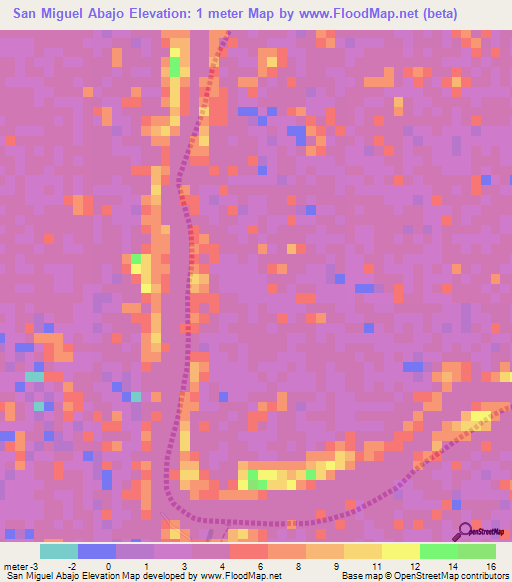 San Miguel Abajo,Venezuela Elevation Map