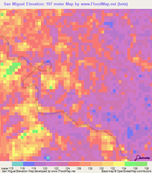 San Miguel,Venezuela Elevation Map