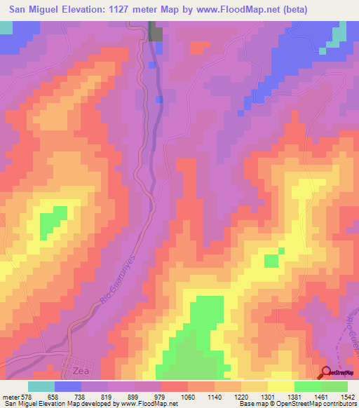 San Miguel,Venezuela Elevation Map