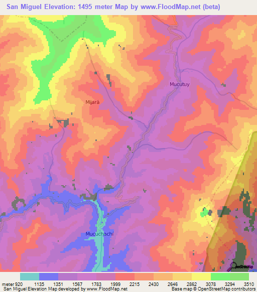 San Miguel,Venezuela Elevation Map