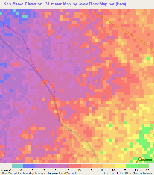 San Mateo,Venezuela Elevation Map