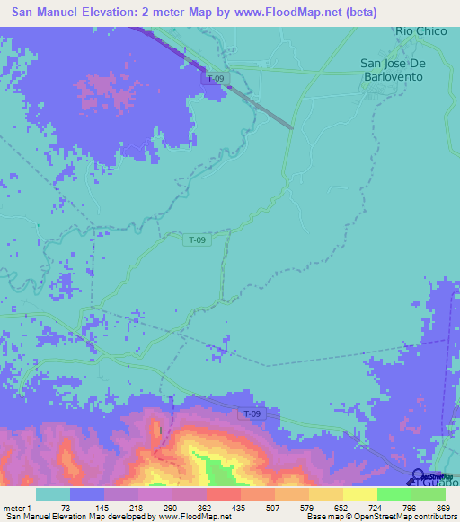 San Manuel,Venezuela Elevation Map