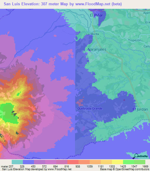 San Luis,Venezuela Elevation Map