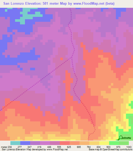 San Lorenzo,Venezuela Elevation Map