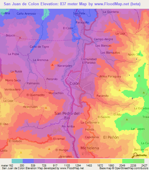 San Juan de Colon,Venezuela Elevation Map