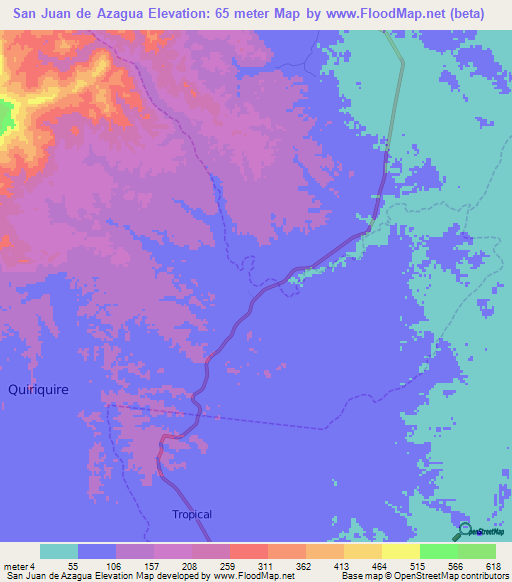 San Juan de Azagua,Venezuela Elevation Map