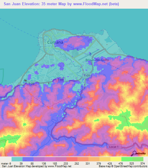 San Juan,Venezuela Elevation Map