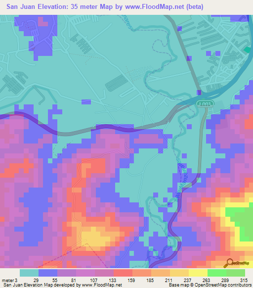 San Juan,Venezuela Elevation Map
