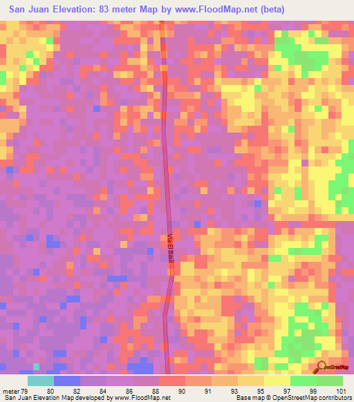 San Juan,Venezuela Elevation Map