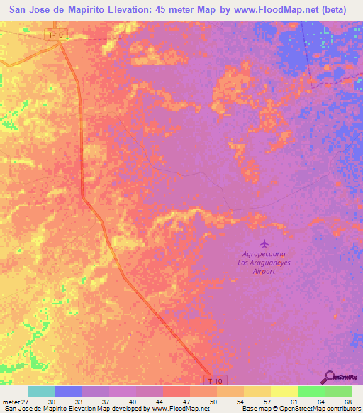 San Jose de Mapirito,Venezuela Elevation Map
