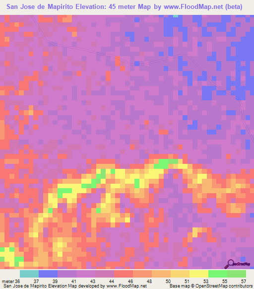 San Jose de Mapirito,Venezuela Elevation Map