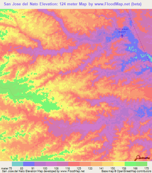 San Jose del Nato,Venezuela Elevation Map