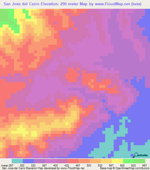 San Jose del Cerro,Venezuela Elevation Map