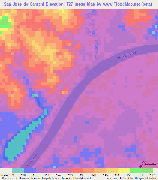 San Jose de Camani,Venezuela Elevation Map