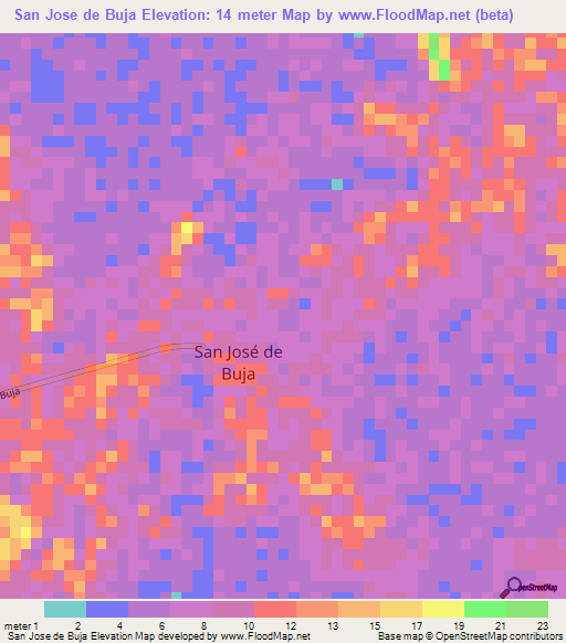 San Jose de Buja,Venezuela Elevation Map