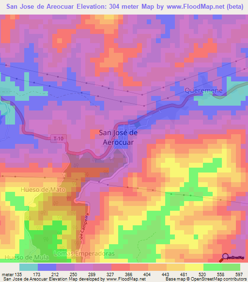 San Jose de Areocuar,Venezuela Elevation Map