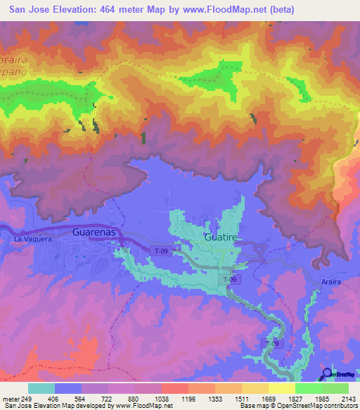 San Jose,Venezuela Elevation Map