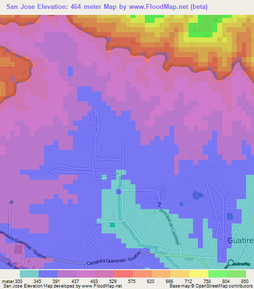 San Jose,Venezuela Elevation Map