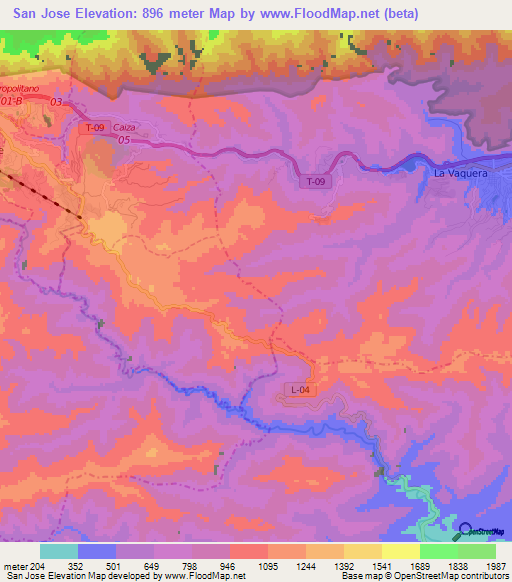 San Jose,Venezuela Elevation Map
