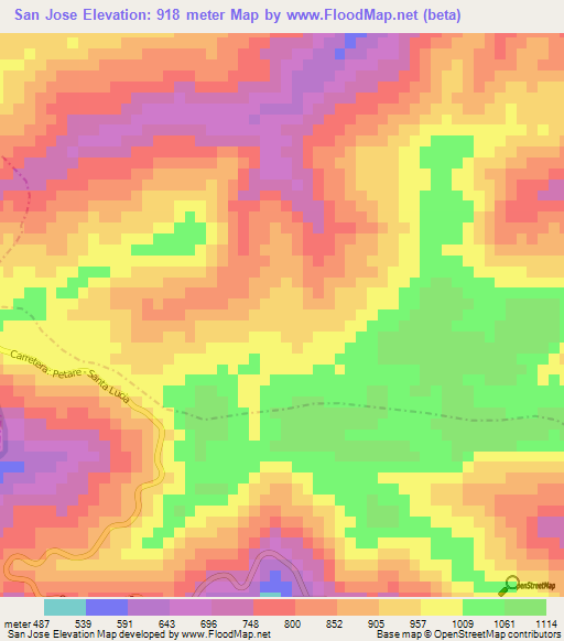 San Jose,Venezuela Elevation Map