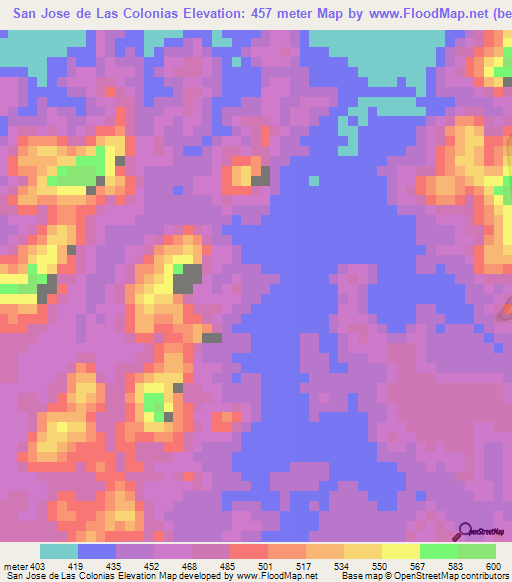 San Jose de Las Colonias,Venezuela Elevation Map