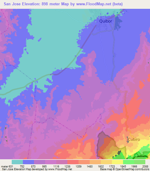 San Jose,Venezuela Elevation Map