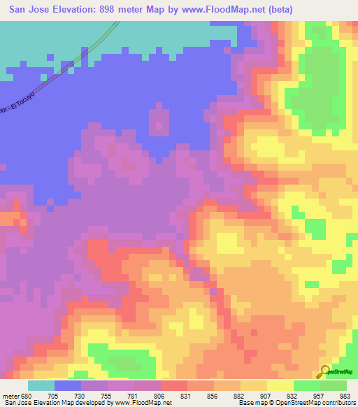 San Jose,Venezuela Elevation Map
