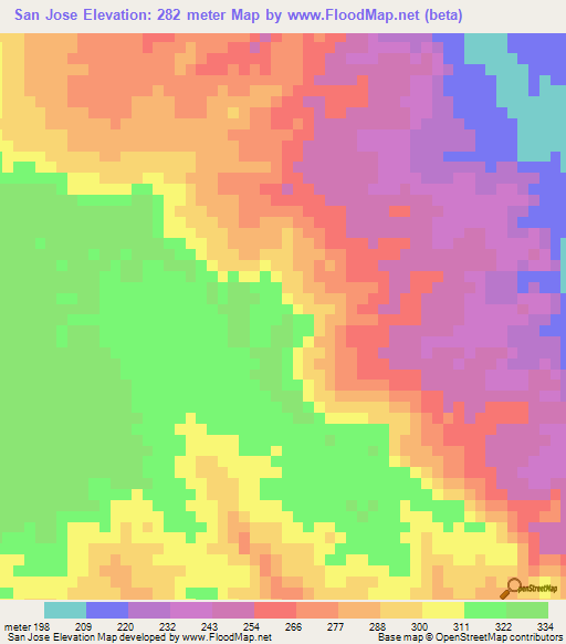 San Jose,Venezuela Elevation Map