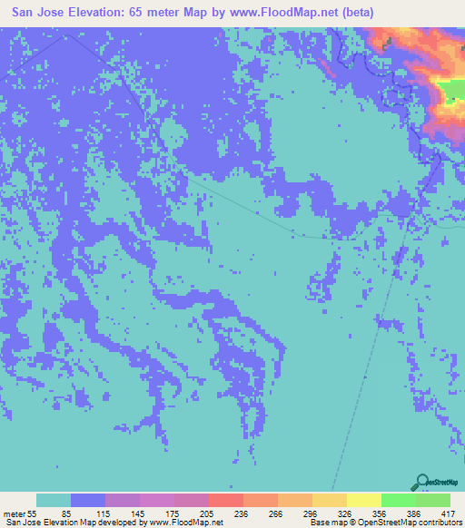 San Jose,Venezuela Elevation Map