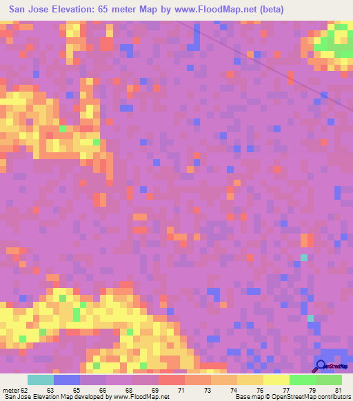 San Jose,Venezuela Elevation Map