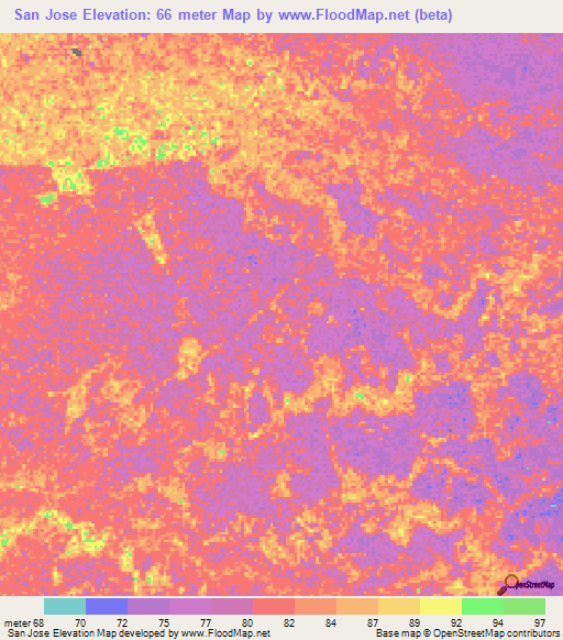 San Jose,Venezuela Elevation Map