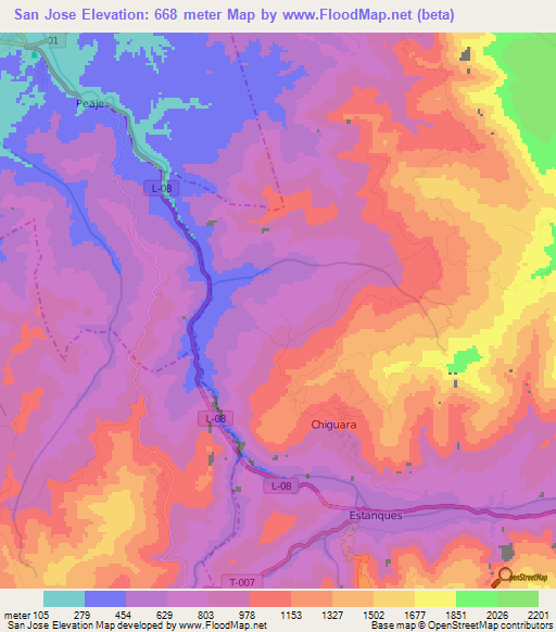 San Jose,Venezuela Elevation Map