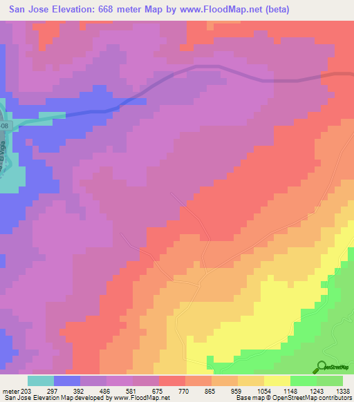 San Jose,Venezuela Elevation Map