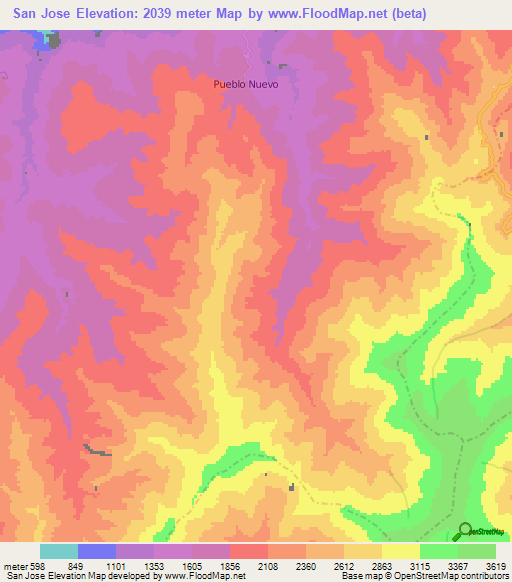 San Jose,Venezuela Elevation Map