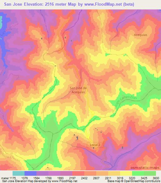 San Jose,Venezuela Elevation Map