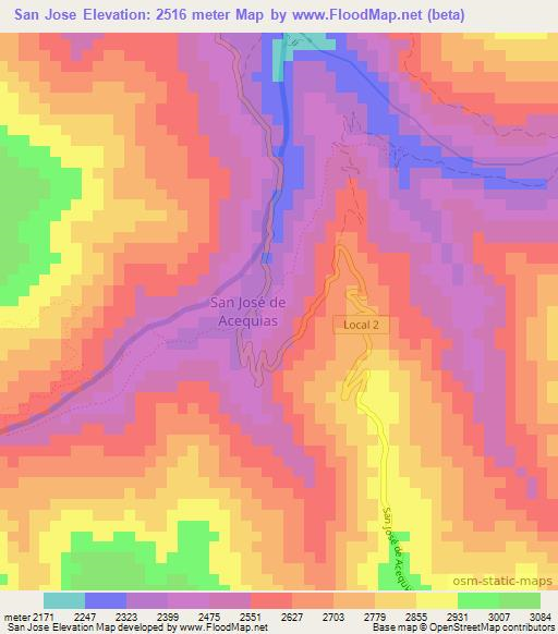 San Jose,Venezuela Elevation Map