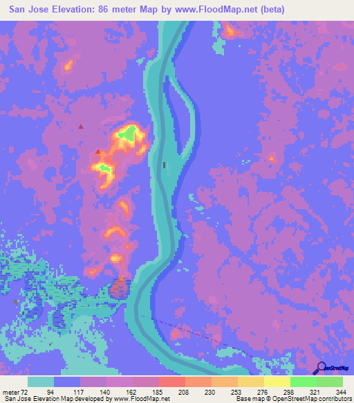 San Jose,Venezuela Elevation Map